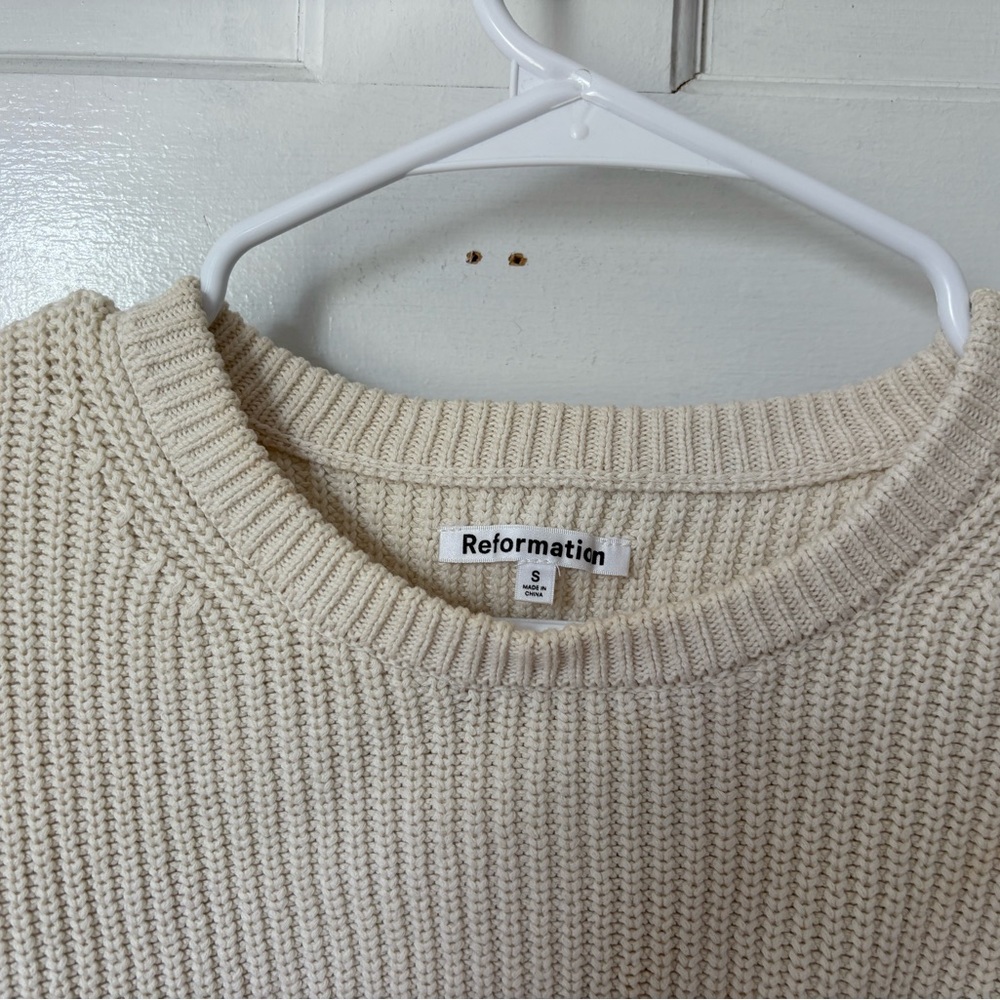 Reformation Winnie Crewneck Sweater in Parisian Blue Dip Dye Ombré Sz Small (S) - Picture 3 of 14